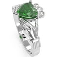 thumbnail image 3 of Claddagh Lab-Created Emerald Ring In Solid 14k White Gold, 3 of 6