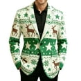 thumbnail image 4 of Miluxas Christmas Blazer Men Corduroy Xmas Print Holiday Party Jacket One Button Casual Business Sport Coat with Pockets Green-1, 4 of 7