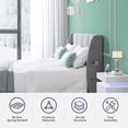 thumbnail image 2 of ijuicy King Size Bed Frame,Upholstered Platform Bed Frame with Wingback Headboard and 2 Pockets/Wooden Slat Support (King, Dark Grey), 2 of 7