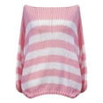 thumbnail image 4 of Arlun Women's Knit Striped Sweaters Oversized Color Clock Long Sleeve Crewneck Pullover Sweater Cute Loose Fit Comfortable Fall Winter Trendy Sweater Tops Pink S, 4 of 4