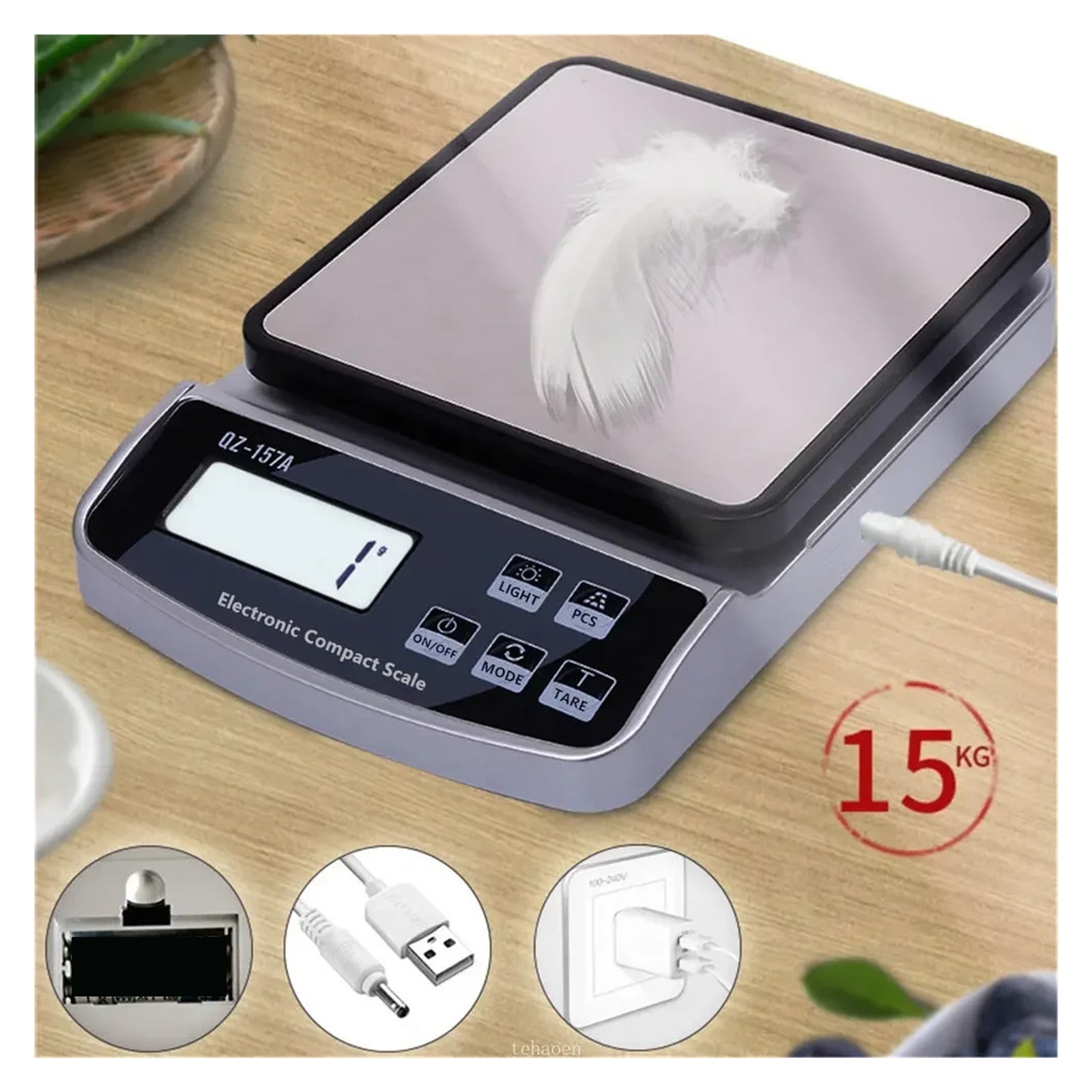 Electronic Kitchen Scale USB Charge Precision Balance Food Scale Household Coffee Smart Digital