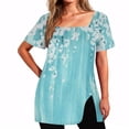 thumbnail image 2 of KyCheLot Comfy T-Shirts for Women Summer Lightweight Side Spilt Button Short Sleeve Tunic Tops, 2 of 5