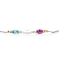 thumbnail image 2 of Gem Stone King 1.19 Ct Blue Zircon Pink Created Sapphire 925 Silver and 10K Yellow Gold Lab Grown Diamond Bracelet for Women, 2 of 4