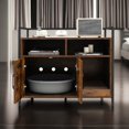 thumbnail image 2 of Pefilos 35" Hidden Cat House Washroom with 2-Doors and Scratch Cardboard, Wooden Cat Litter Box Enclosure Furniture, Brown, 2 of 7