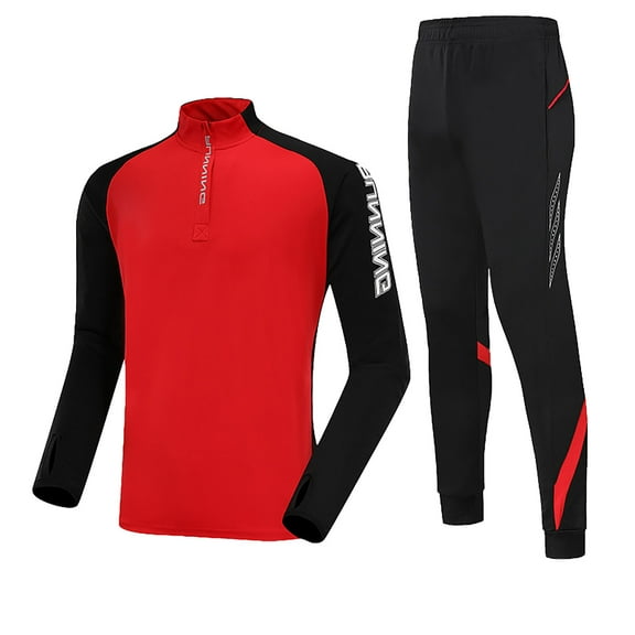 RMGVDSD Boys 2 Piece Clothes Set Kids Sportswear Set Boys Athletic Running Outfits Color Block Half Zip Jacket Pants Training Suits 7-8 Years