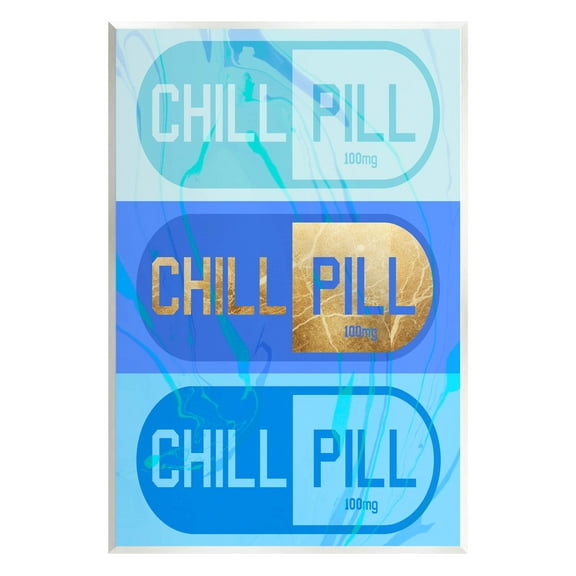 Stupell Industries Blue Glam Chill Pill Graphic Art Unframed Art Print Wall Art, Design by Daphne Polselli