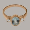 thumbnail image 5 of LBG British Made Solid 18k Rose Gold ring with Natural Aquamarine & Diamond Womens Engagement Ring - 33 size options - Size 9.75, 5 of 6