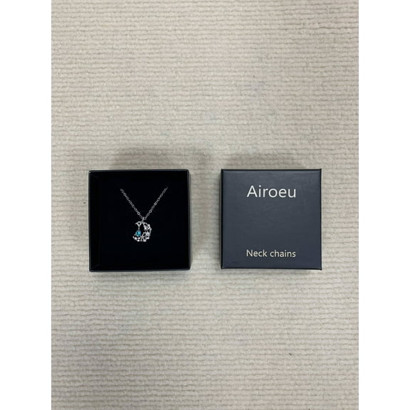 Airoeu Neck chains Silver Chain Moon Necklace with Gift Box for Women