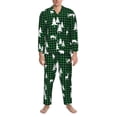 thumbnail image 3 of Picia Christmas tree green plaid Pattern Men’s Long-Sleeve Sleepwear Set - Soft 2-Piece Loungewear with Pockets, Comfy PJs for Relaxing Nights-Medium, 3 of 7