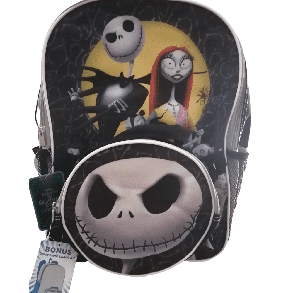 Disney Nightmare Before Christmas Jack Skellington and Characters 16" Deluxe Backpack and Detachable Insulated Lunch Tote - Unique Design