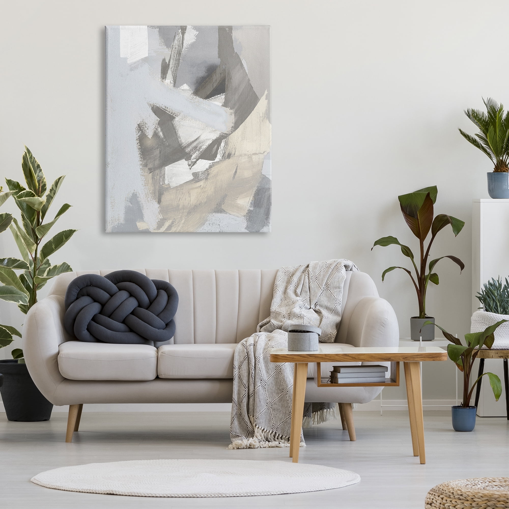 Stupell Industries Chaotic Grey Abstraction Abstract Painting Gallery Wrapped Canvas Art Print Wall Art, 36 x 48
