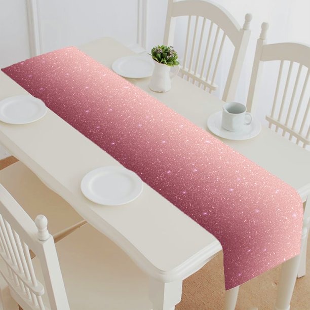 ABPHQTO Rose Gold Glitter With Sequins Table Runner Placemat Tablecloth