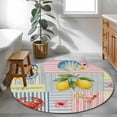 thumbnail image 3 of Summer Lemons Round Area Rug 3Ft Washable Small Circle Rugs for Kitchen Entryway, Coastal Nautical Shell Crab Vintage Art Non-Slip Carpet Floor Mats Indoor Outdoor Carpet Runner Aesthetic Home Decor, 3 of 8