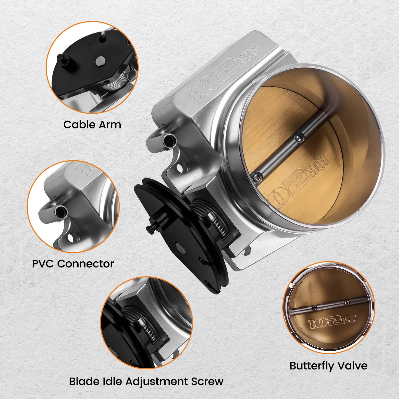 maXpeedingrods 102mm Throttle Body Assembly with TPS IAC Throttle Position Sensor for Chevy LSX LS LS1 LS2 LS7 Silver