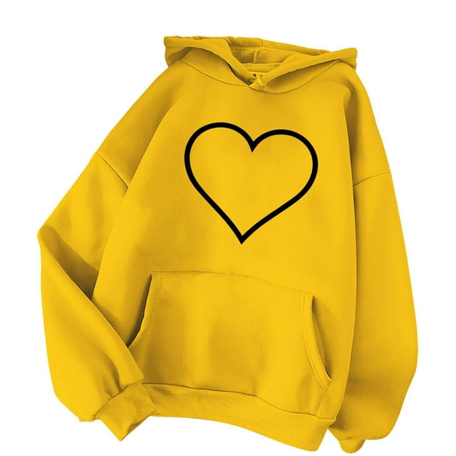 Rbaofujie Chandail à Capuchon pour Femmes, Chandail à Capuchon d'Hiver, Chandail Ouatée, Chandail à Enfiler, Hauts à Manches Longues, Confortable, Jaune, Chandails pour Femmes Hauts