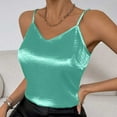 thumbnail image 2 of BinBiL Summer tops for women Women's Silk Satin Tank Tops 2025 V Neck Adjustable Spaghetti Strap Sleeveless Camisole Summer Basic Blouse Mint Green XL(XL), 2 of 6