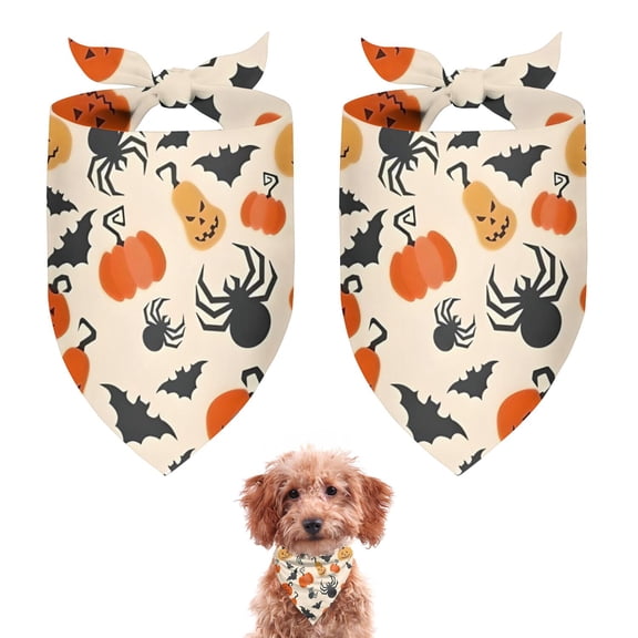 Dog Bandana 2 Pack,Halloween Pumpkin Spider Pattern Bandanas for Dogs,Cat Bandana,Small/ Large Dog Bandana 2 Size,Dog Bandanas Girl Boy