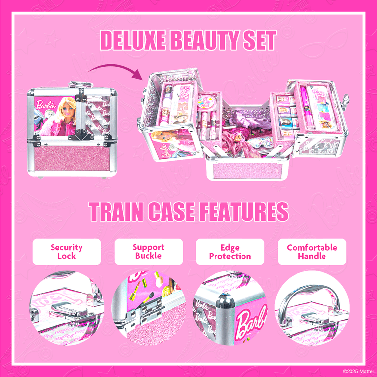 Townley Girl Barbie Beauty Deluxe Train Case, Make Up for Girls