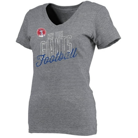 - New York Giants NFL Pro Line Women's Vintage Slant Tri-Blend V-Neck T-Shirt - Gray