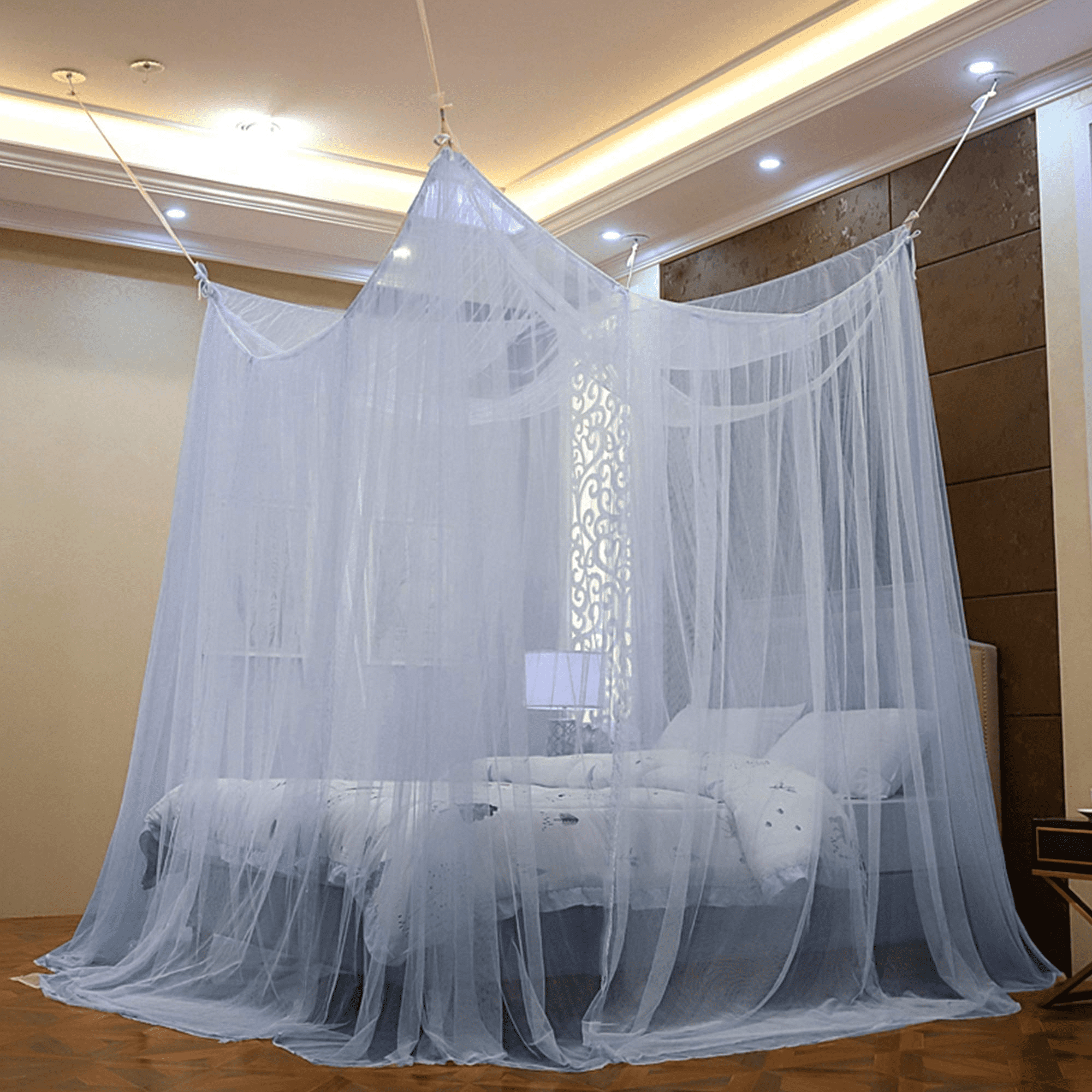4-Corner Bed Netting Canopy Mosquito Net for Queen ED summer protector 