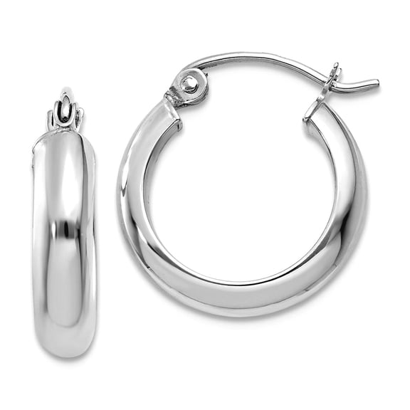 14k White Gold Hollow Polished Hinged post Hoop Earrings 19x4mm Wide 3.75mm Thick Hoop Earring for Women