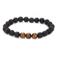 thumbnail image 1 of Xiao Hua Pulsera de cuentas hecha a mano, ideal para hombres y mujeres, con cuentas de piedra volcánica natural (negro y marrón)., 1 of 3