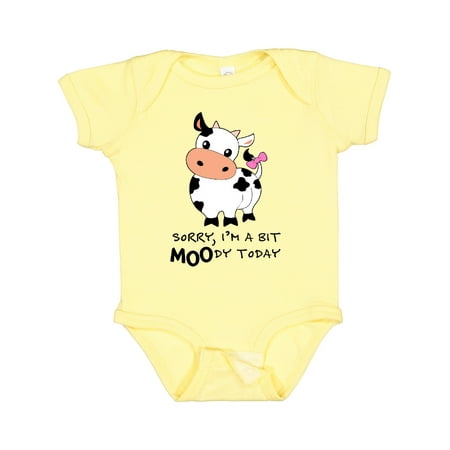 

Inktastic Sorry I m a Bit Moody Today Cute Cow Pun Boys or Girls Baby Bodysuit