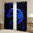 thumbnail image 2 of Erosebridal Geometric Geometry Checkered Curtains Pack of 2 (38x45),Basketball Game Black Out Curtains,Black Blue Curtains for Living Room For Youth,Super Cozy Room Decoration, 2 of 7
