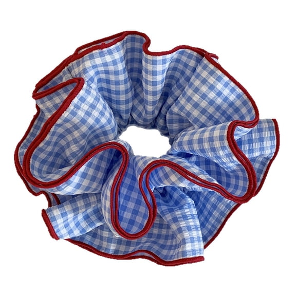 Elegant Checkered Hair Scrunchie Soft Fabric Elastic For Ponytails Updos Casual Wrist Decoration