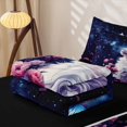 thumbnail image 5 of Manfei White Kitten Zipper Full Size Comforter Sets with Fitted Sheet and 2 Pillowcases, Dreamy Rose Galaxy Zipper Bedding Set, Navy Purple, Black Reversible, 4 Pieces, 5 of 7
