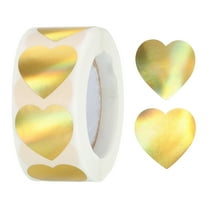 Uxcell Heart Shaped Sticker 1 Inch Self Adhesive Love Sticker Label for Valentine Day, Metallic Shape Golden 500 Pcs