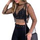 thumbnail image 3 of Camisetas casuales de malla de tul con lentejuelas y perlas para mujer, 3 of 5