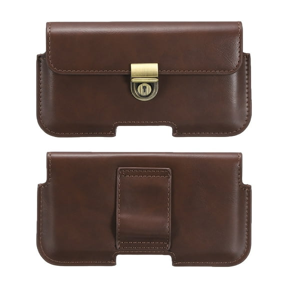 Phone Belt Holder Case for 4.7" Cell Phones, Horizontal Leather Phone Belt Pouch, Dark Brown