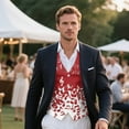thumbnail image 3 of Yuyamidu Music Note Men's Casual Business Vests Lightweight Waistcoat with Adjustable Back Strap Slim Fit Suit Vest for Men Size S, Red, 3 of 7