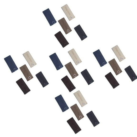 Pant Waistband Button Extender (25-Pack, 5 Each Black, Brown, Khaki, Blue, Beige)