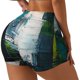 thumbnail image 1 of Fotbe Abstract Brushstrokes Green Blue Shorts Sin Costuras – Shorts Deportivos de Cintura Alta para Mujer, Elásticos para Gimnasio, Yoga, Running o Ciclismo-XX-Large, 1 of 8