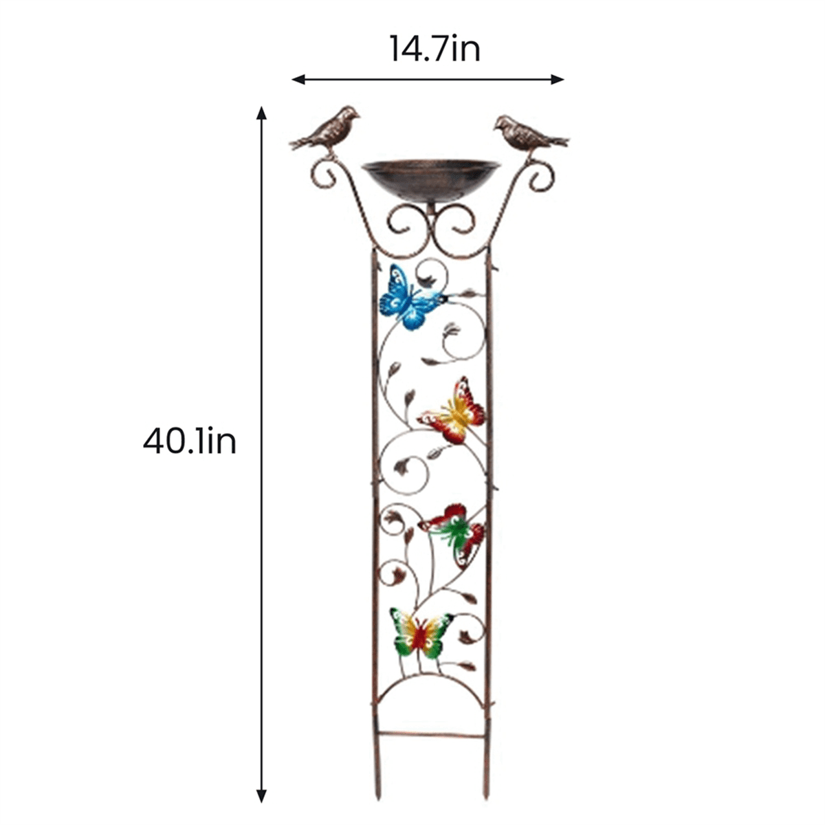 Outdoor Bird Bath Butterfly Garden Trellis Yard Decoration Metal Baths Bowl with Plant Climbing Frame