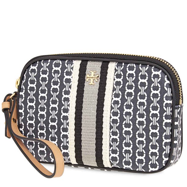 Tory Burch Gemini Link Canvas Wristlet Black