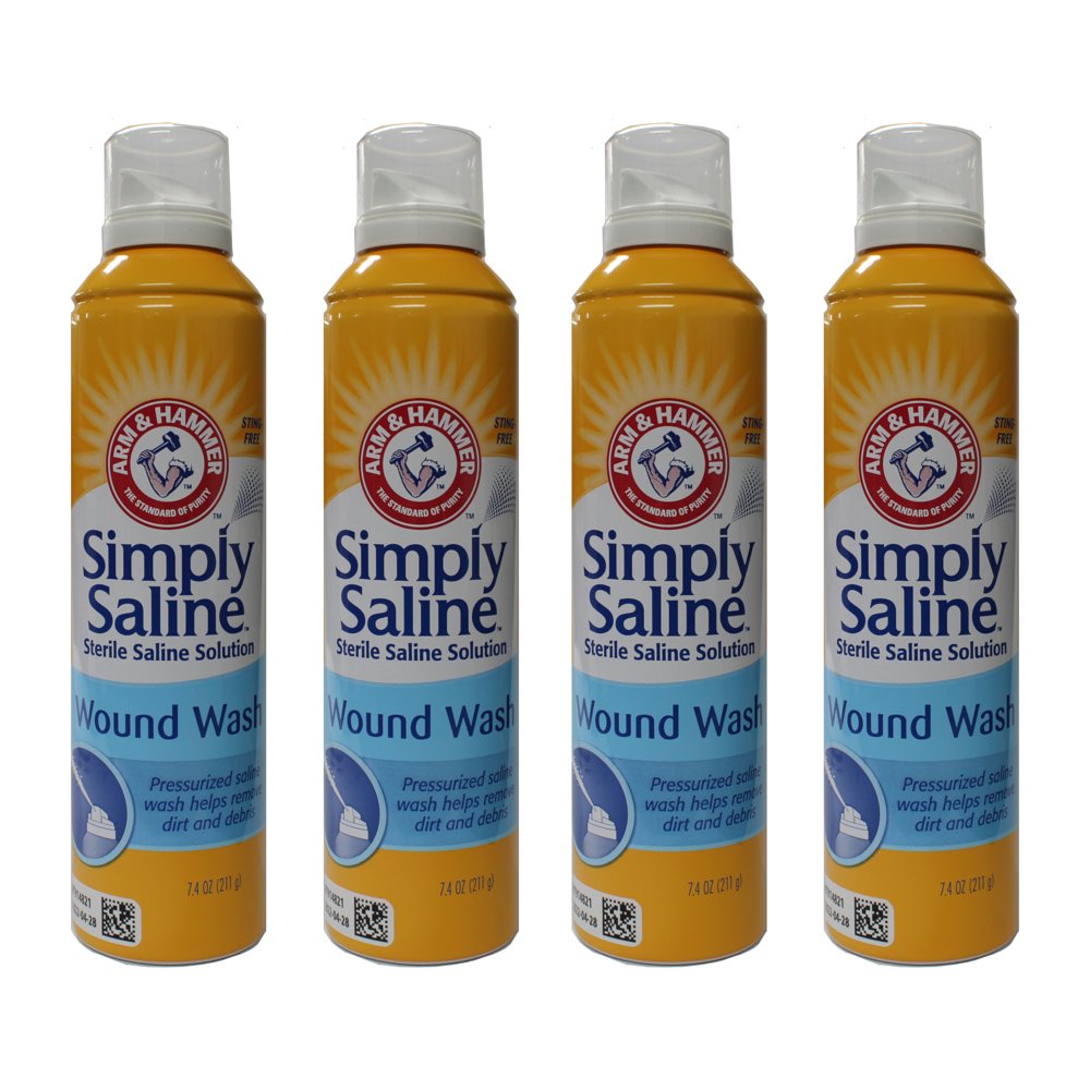4 Pack Arm & Hammer Simply Saline Wound Wash Spray, StingFree, 7.4 oz