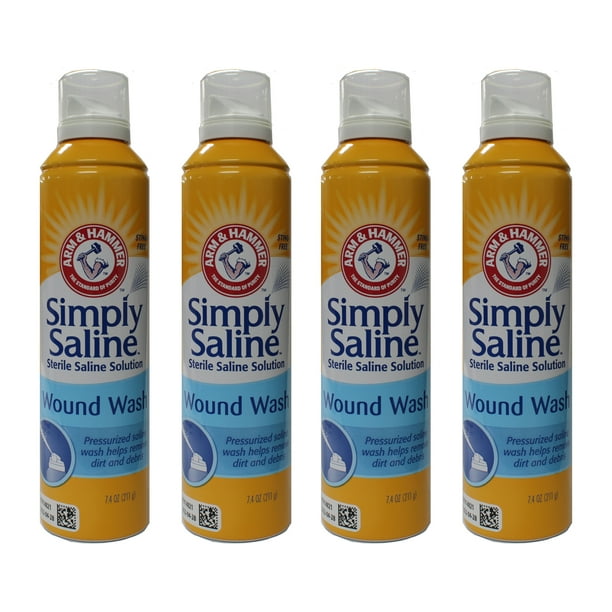 4 Pack Arm & Hammer Simply Saline Wound Wash Spray, StingFree, 7.4 oz each