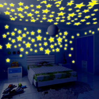 HEVIRGO 100/40Pcs 3D Glow in the Dark Stars Ceiling Wall Stickers Cute  Living Home Decor