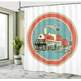 thumbnail image 5 of Ambesonne Steam Engine Shower Curtain, Retro Train Art, 69"Wx75"L, Turquoise Salmon Ivory, 5 of 5