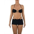 thumbnail image 1 of Txlixc Conjunto de tres piezas para mujeres, halterneck blusa hueca sin mangas + Thong + falda corta Txlixc moda, 1 of 9