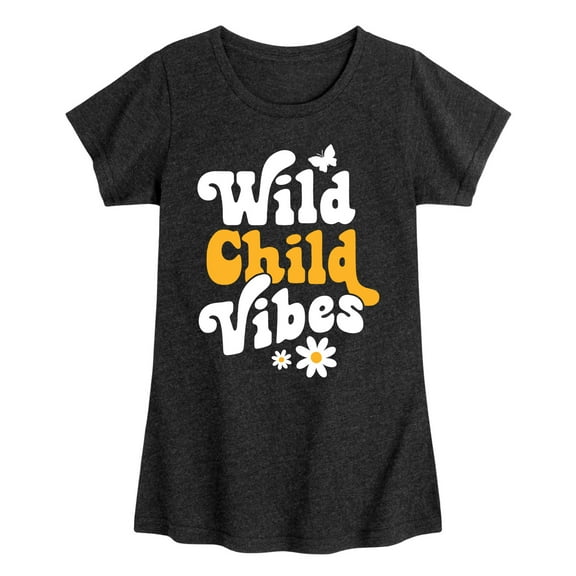 Instant Message - Vibes Wild Child - Toddler & Youth Girls Short Sleeve Graphic T-Shirt