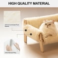 thumbnail image 3 of Cat Couch Bed, Pet Sofa for Indoor Cats Wooden Indoor Elevated Cat Beds with Removable Mattress Cover Suitable for Kitty, Puppy or Small Animal (Beige, Medium), 3 of 9