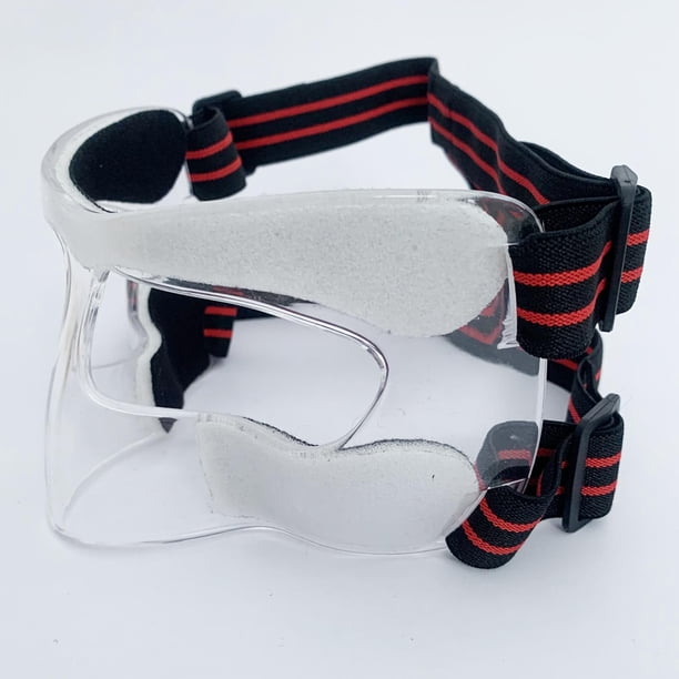 Máscara facial de baloncesto, protectores deportivos, protector facial con correa ajustable, protectores faciales de béisbol para nariz rota, Cuerda roja de cara completa DYNWAVEMX Protector de nariz de baloncesto