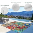 thumbnail image 3 of Colorful Ethnic Outdoor Rug for Patio/Deck/Porch, Non-Slip Large Area Rug 3 x 5 Ft, National Modern Geometric Blue Green Indoor Outdoor Rugs Washable Area Rugs, Reversible Camping Rug Carpet Runner, 3 of 8