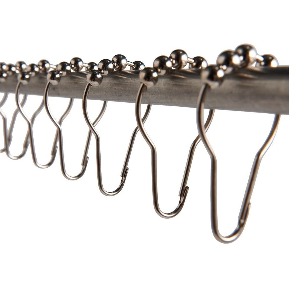 New Silver Heavy Duty Set of 12 Shower Curtain Rings Hooks Bathroom