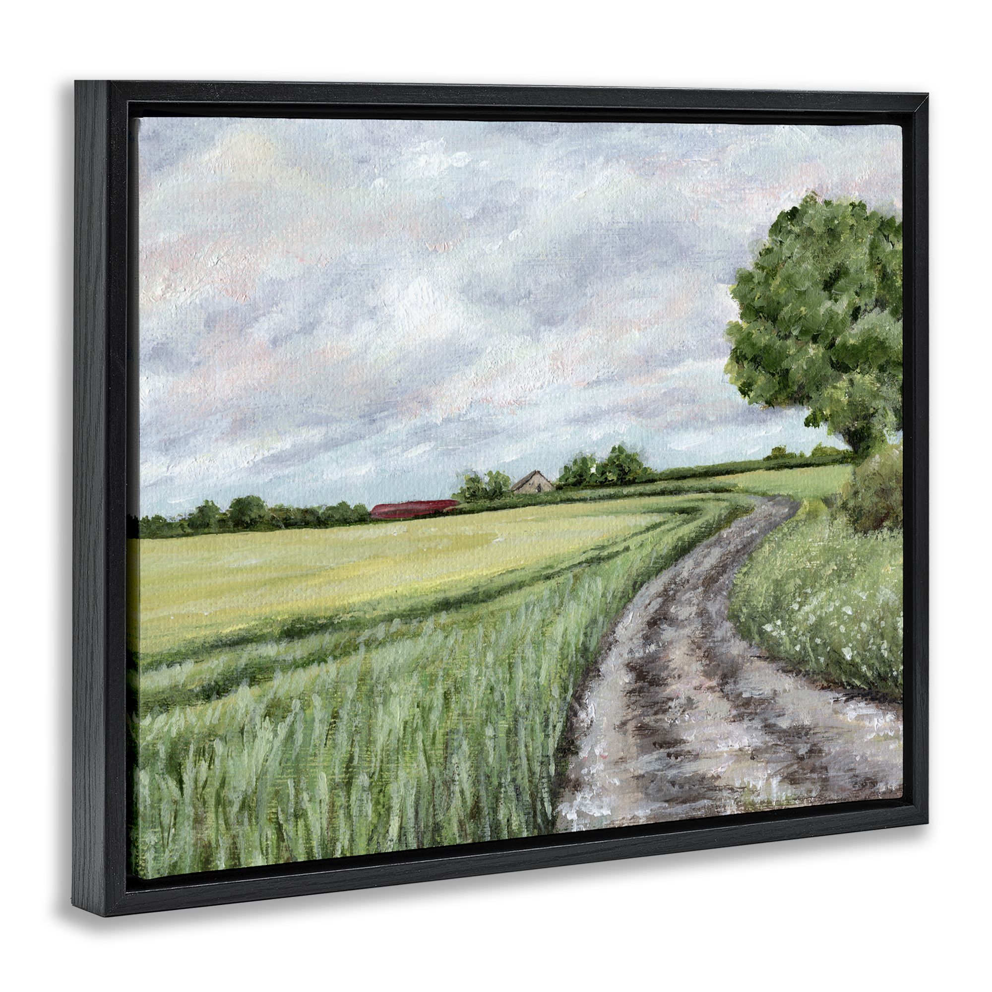 Winding Country Roads Black Framed Floater Canvas Wall Art, design by Leah Noel Art