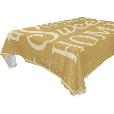 SKYSONIC 60”x90" Square Tablecloth with Home Sweet Vintage Retro Shabby Prints, Anti-Wrinkle and Smooth Table Cloth for Kitchen/Home Decoration
